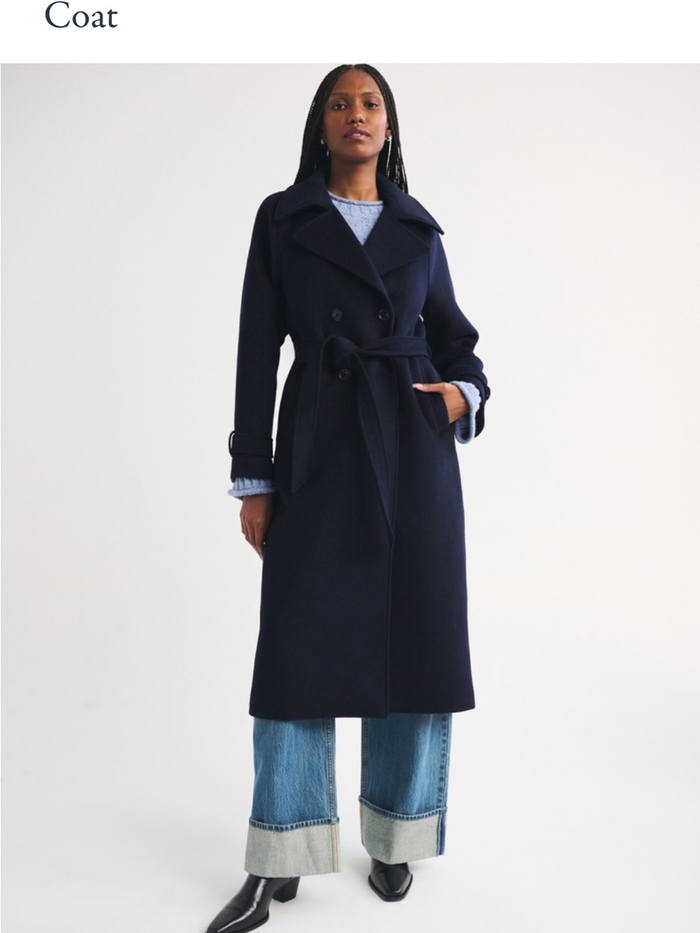 Abercrombie & Fitch Navy Wook Blend Trench Coat